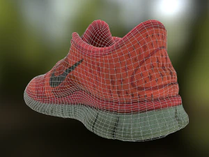 worn nike free run 3 sneaker shoe low poly model 3D Model