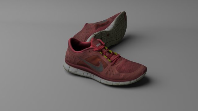 worn nike free run 3 sneaker shoe low poly model 3D in 3DExport
