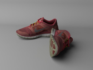 worn nike free run 3 sneaker shoe low poly model Modelo 3D