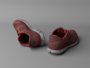 worn nike free run 3 sneaker shoe low poly model Modelo 3D