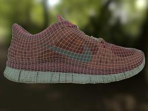 worn nike free run 3 sneaker shoe low poly model Modelo 3D
