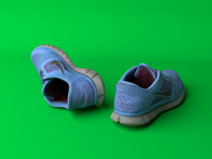 worn nike free run 3 sneaker shoe low poly model Modelo 3D