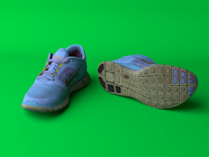 worn nike free run 3 sneaker shoe low poly model Modelo 3D