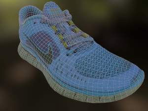 worn nike free run 3 sneaker shoe low poly model Modelo 3D