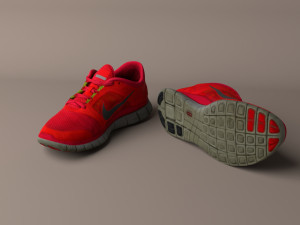 worn nike free run 3 sneaker shoe low poly 3D in 3DExport