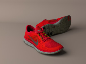 worn nike free run 3 sneaker shoe low poly 3D 模型