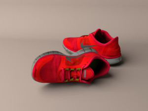 worn nike free run 3 sneaker shoe low poly 3D 模型