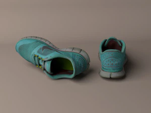 worn nike free run 3 sneaker shoe low poly 3D Model