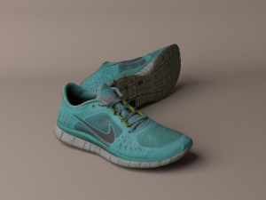 worn nike free run 3 sneaker shoe low poly 3D Model