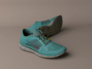worn nike free run 3 sneaker shoe low poly 3D Model