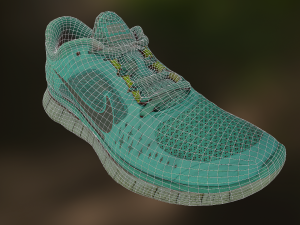 worn nike free run 3 sneaker shoe low poly 3D Model