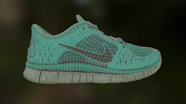 worn nike free run 3 sneaker shoe low poly . 3D