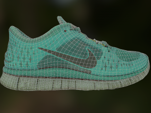 worn nike free run 3 sneaker shoe low poly 3D Model