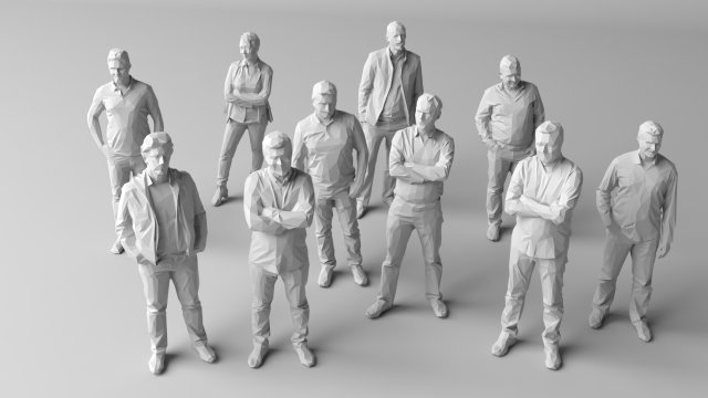10 low poly people pack 3D Model .c4d .max .obj .3ds .fbx .stl .blend 