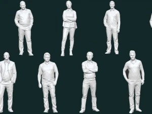 colored 10 low poly people pack 3D Model