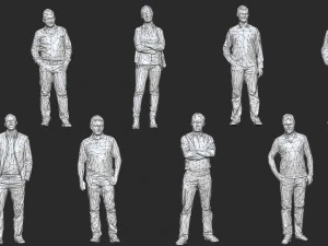 colored 10 low poly people pack 3D Model