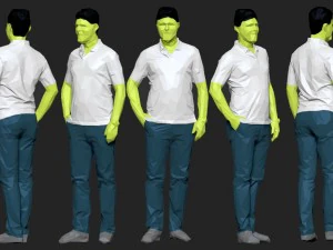 colored 10 low poly people pack 3D Model