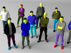 colored 10 low poly people pack 3D Model