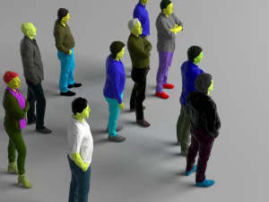 colored 10 low poly people pack 3D Model