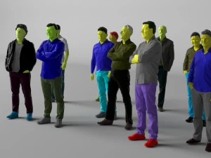 colored 10 low poly people pack 3D Model