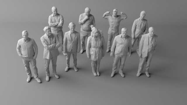 10 low poly people volume 3 3D Модель .c4d .max .obj .3ds .fbx .stl .blend 