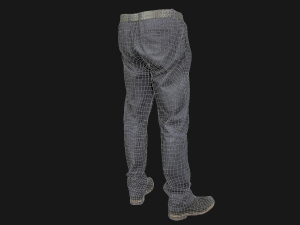 male outfit set pants and shoes low poly Modello 3D