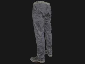 male outfit set pants and shoes low poly Modello 3D