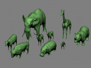 pack of 9 low poly animals 3D 모델