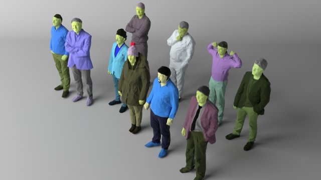 colored 10 low poly people vol 3 3D Model .c4d .max .obj .3ds .fbx .stl .blend 