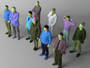 colored 10 low poly people vol 3 3D Model