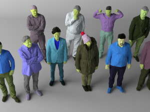 colored 10 low poly people vol 3 3D Model