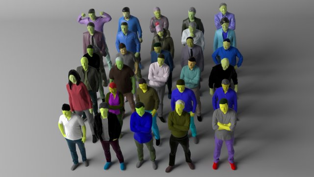 30 low poly colored people 3D Model .c4d .max .obj .3ds .fbx .stl .blend 