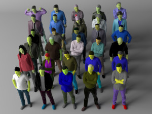 30 low poly colored people 3D Model