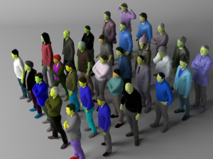 30 low poly colored people 3D Model