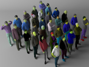 30 low poly colored people 3D Model