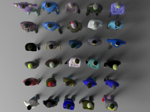30 low poly colored people 3D Model