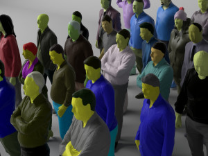 30 low poly colored people 3D Model