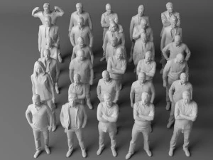 30 low poly colored people 3D Model