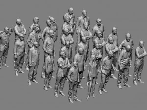 30 low poly colored people 3D Model