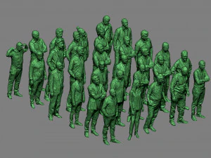 30 low poly colored people 3D Model