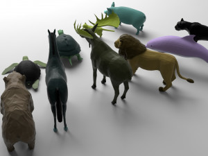 10 low poly colored animals 3D 모델
