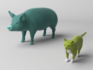 10 low poly colored animals 3D 모델