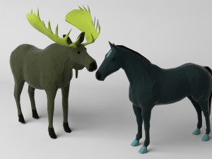 10 low poly colored animals 3D 모델