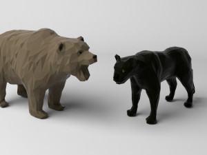 10 low poly colored animals 3D 모델
