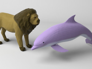 10 low poly colored animals 3D 모델