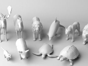 10 low poly colored animals 3D 모델