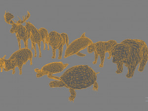 10 low poly colored animals 3D 모델