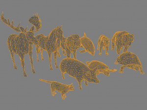 10 low poly colored animals 3D 모델