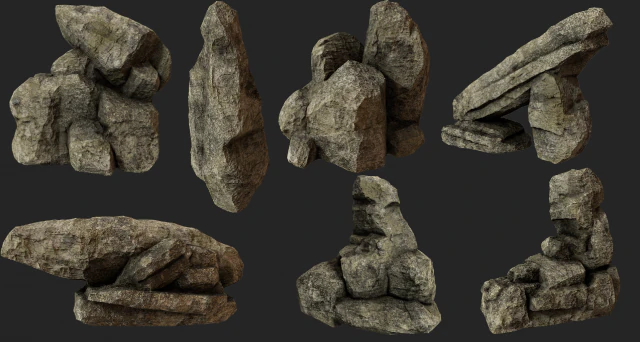 cliff rock collection 3D Model .c4d .max .obj .3ds .fbx .stl .blend