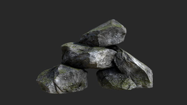mossy rocks Model 3D .c4d .max .obj .3ds .fbx .stl .blend 